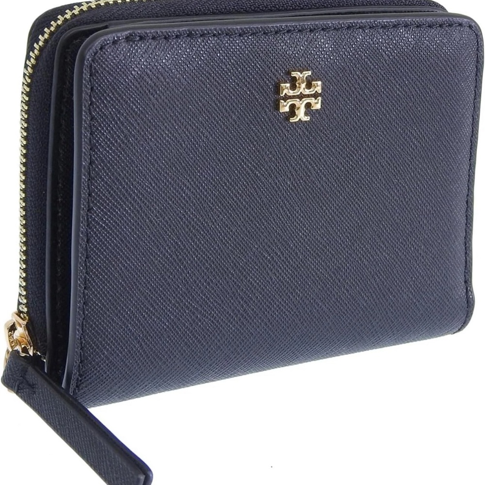 Tory Burch Emerson Mini Leather Wallet Navy Blue